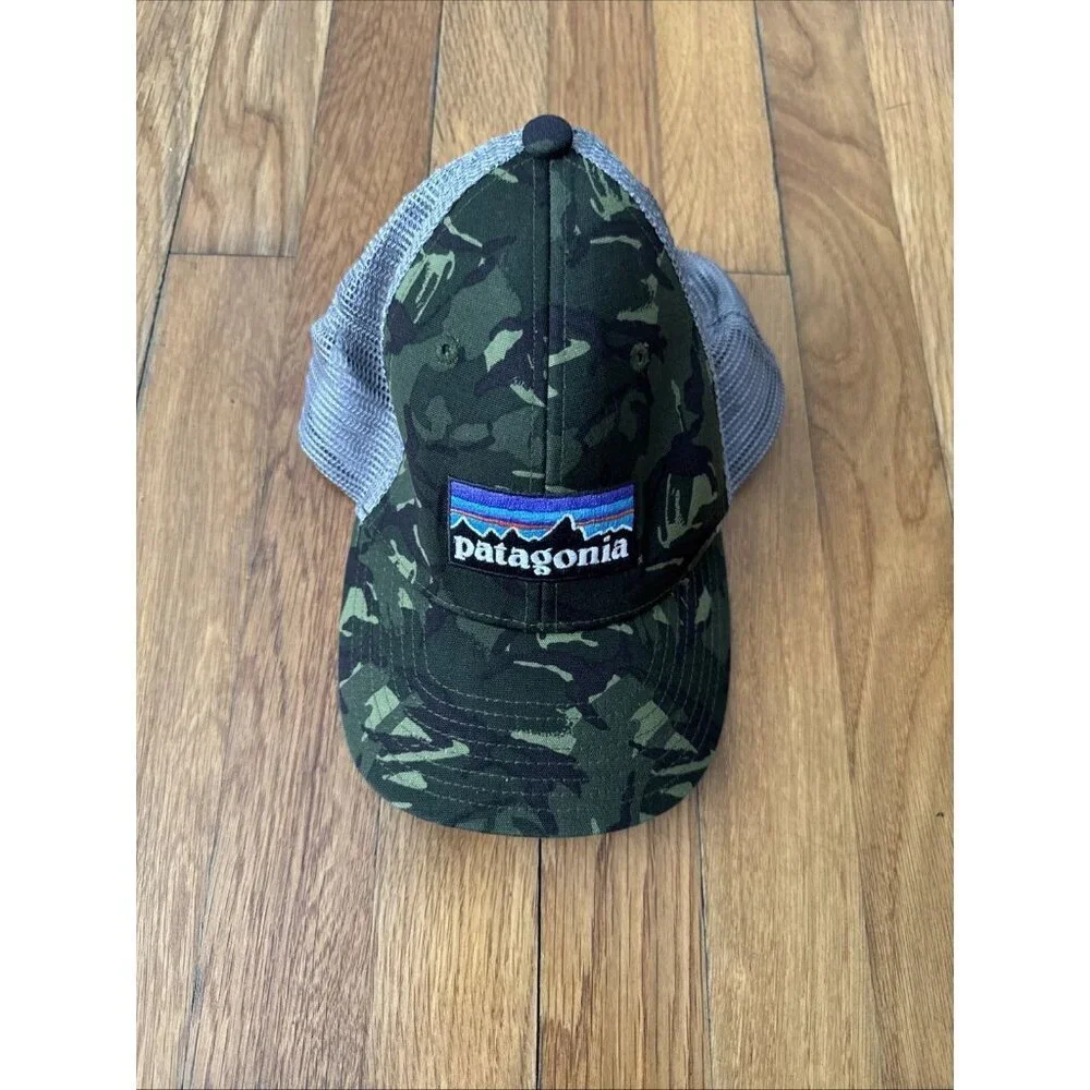 Patagonia Trucker Boys Hat Green Camo Snapback Mesh Cap Hat Size: All
